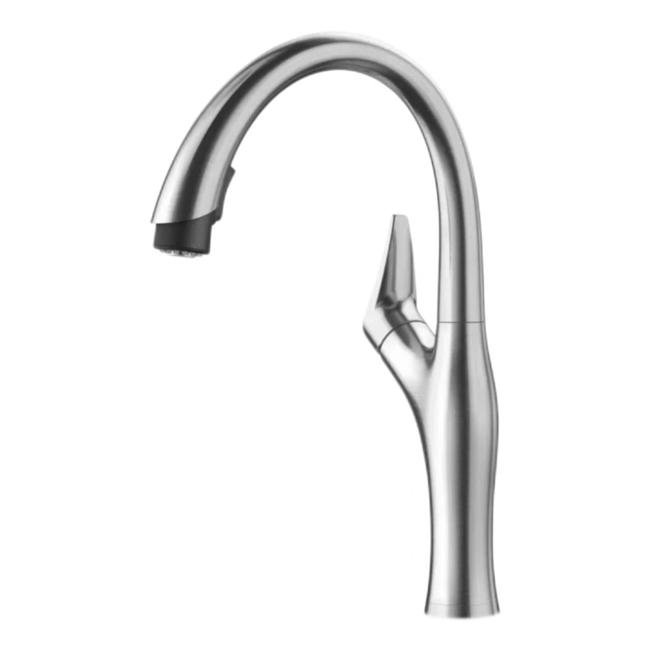Robinet extractible à col de cygne profilé en acier inoxydable brossé