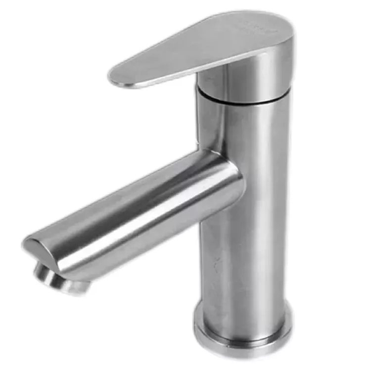 Robinet de lavabo chaud et froid à poignée plate cylindrique