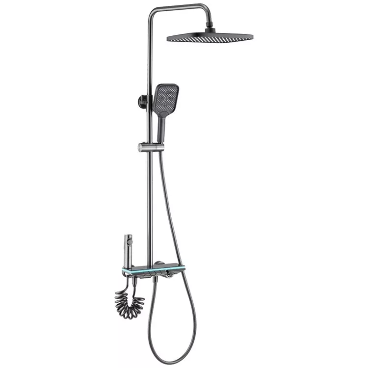 Ensemble de pomme de douche à grand panneau avec clé de piano à lumière LED numérique