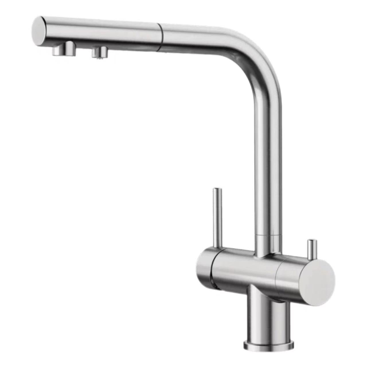 Robinet de purificateur d'eau de cuisine extractible à double commande et à double poignée