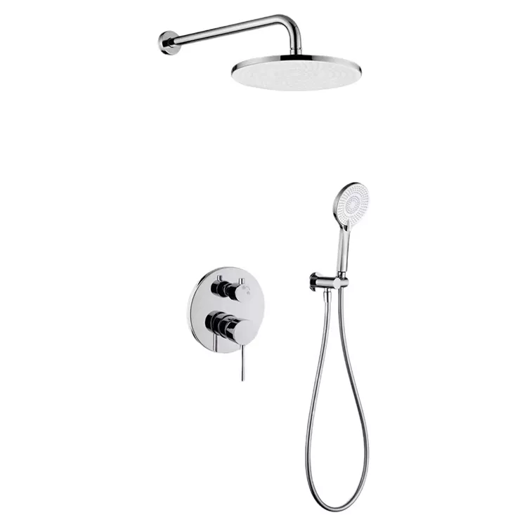 Pommeau de douche de tête rond à bouton de commande double encastré