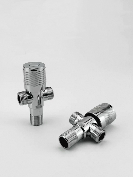 Vanne de distribution d'eau à trois voies à double sortie de type bouton