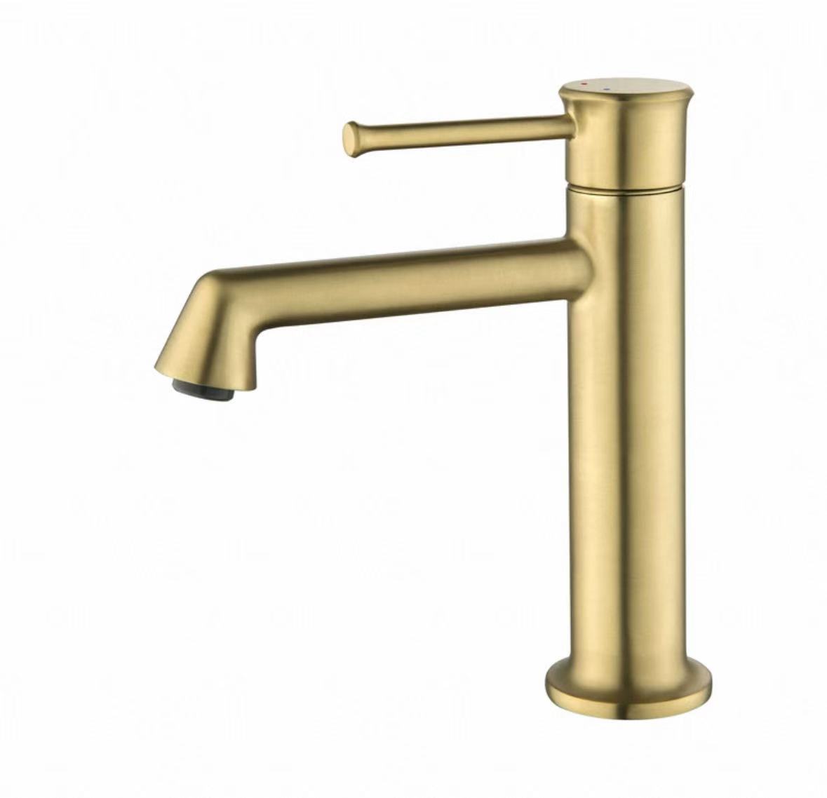 Robinet cylindrique à commande unique en or mat