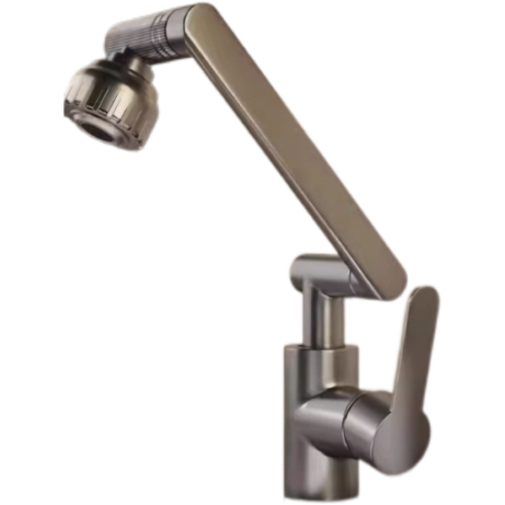 Robinet mécanique pivotant gris mat