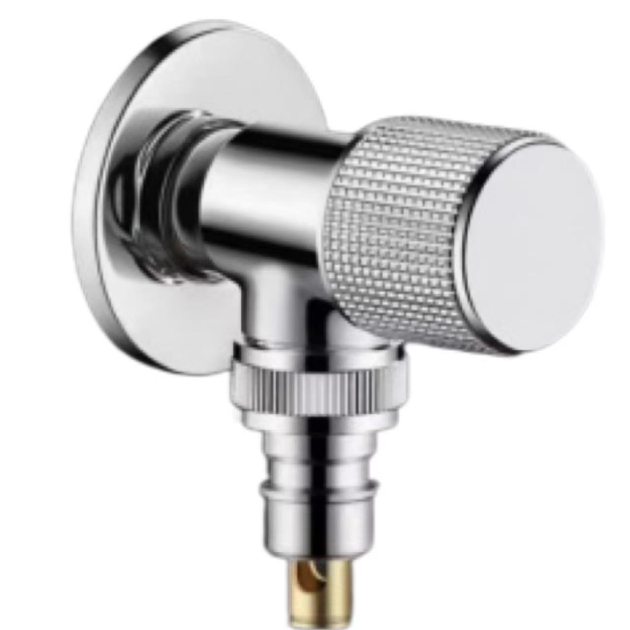 Robinet d'arrêt d'eau pour machine à laver, bouton moleté chromé miroir