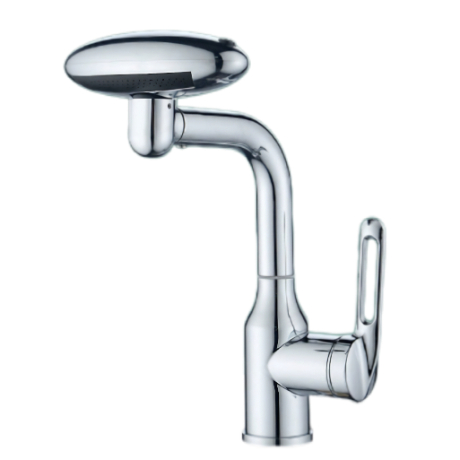 Robinet de lavabo à pulvérisation supérieure argenté miroir