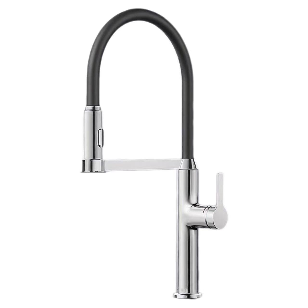 Robinet d'évier d'eau chaude et froide à poignée unique en tube incurvé en silicone