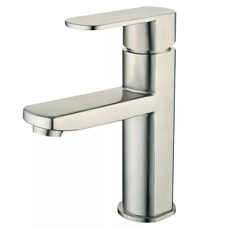 Robinet de lavabo chaud et froid à corps rond à colonne carrée
