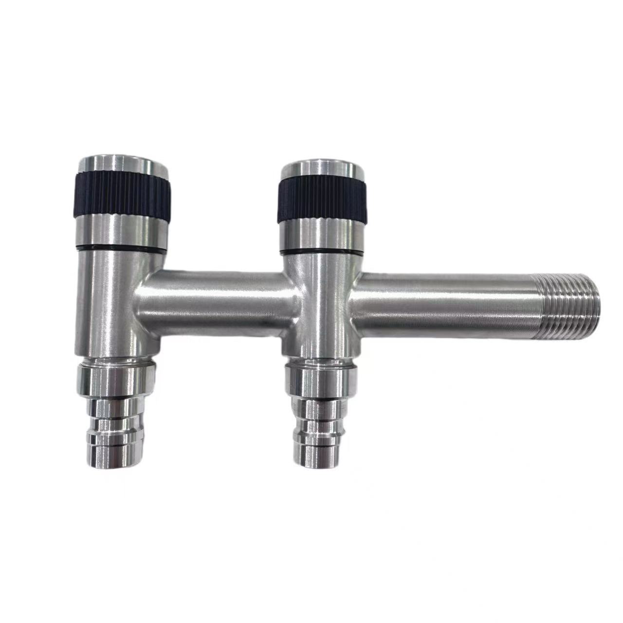 Robinet de machine à laver à double usage en acier inoxydable avec une entrée et deux sorties