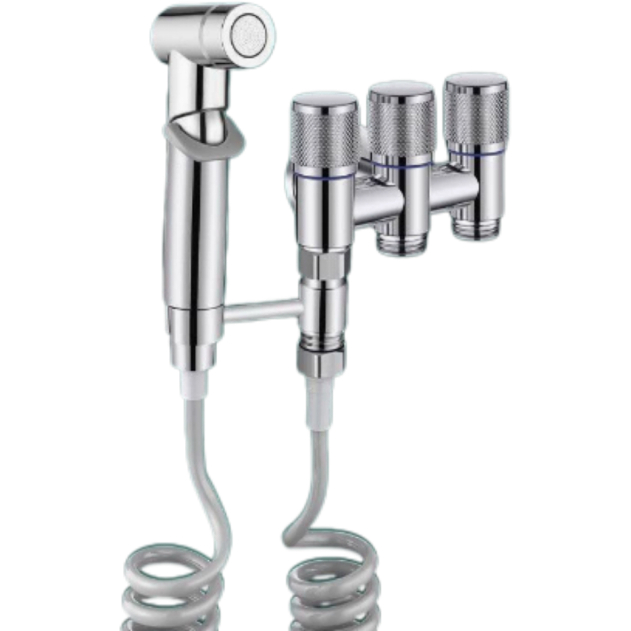 Système de distribution d'eau et de lavage en cuivre pur à trois commandes