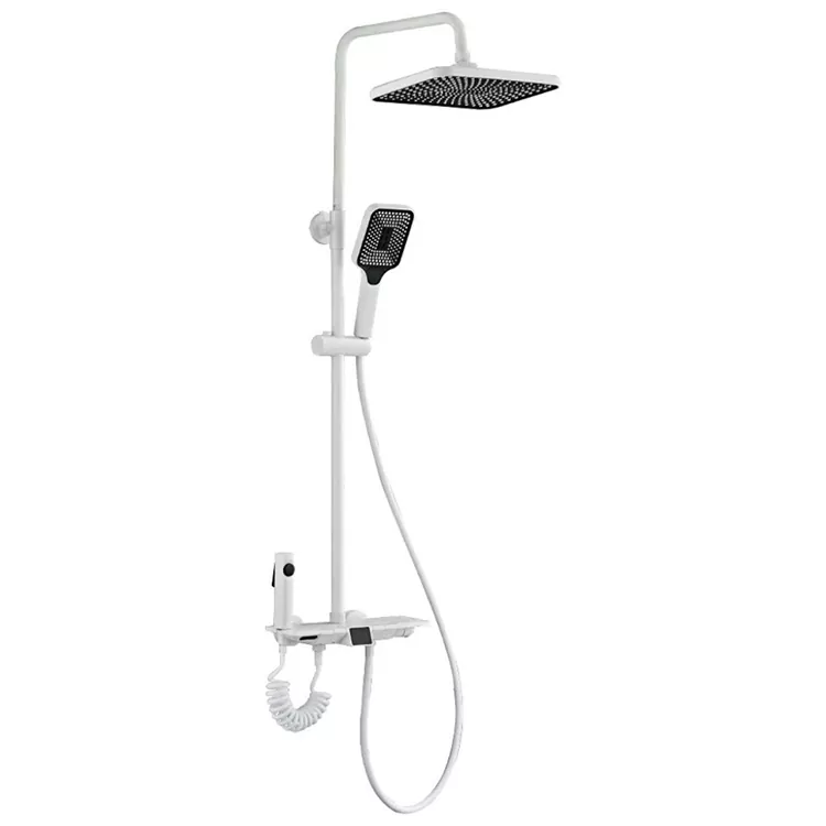 Ensemble de douche thermostatique blanc à affichage numérique avec pistolet pulvérisateur Ensemble de douche thermostatique blanc à affichage numérique avec pistolet pulvérisateur